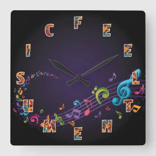 Feel The Music Square Wall Clock