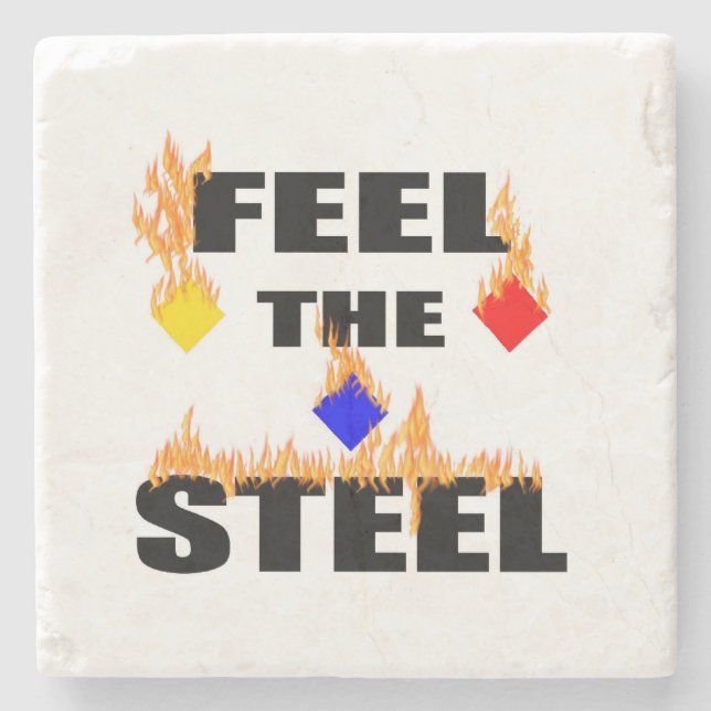 Feel The Steel Fire Football Sports Coasters (Front)
