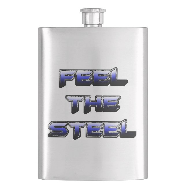 FEEL THE STEEL HIP FLASK (Front)