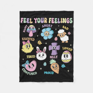 Feel Your Feelings Mental Health Aesthetic Easter Fleece Blanket
