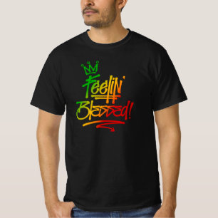 Feelin' Blessed Rasta Graffiti Tag Style Reggae T-Shirt