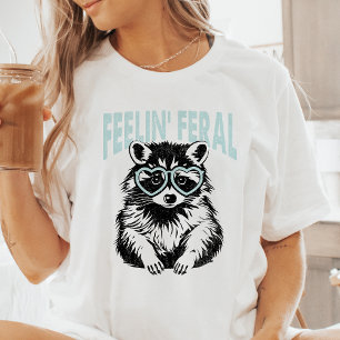 Feelin' Feral Heart Sunglasses Racoon Tri-Blend Shirt