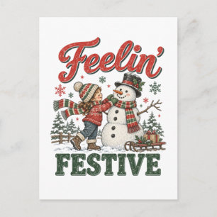 Feelin’ Festive Christmas Snowman Kids Postcard