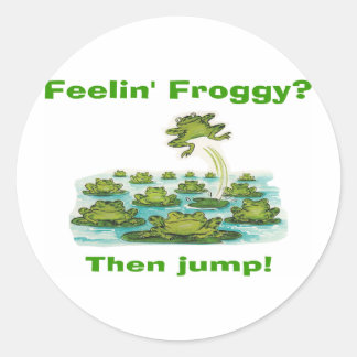 feelin froggy classic round sticker
