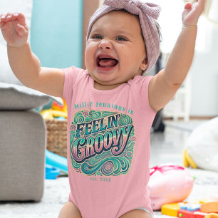 Feelin' Groovy Retro 70s Vintage Psychedelic Baby Bodysuit