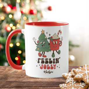 Feelin' Jolly Christmas Holidays Funny Retro Name Mug