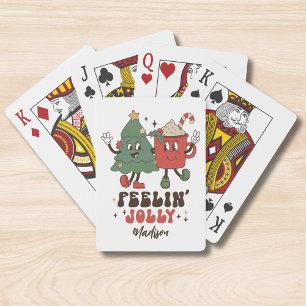 Feelin' Jolly Christmas Holidays Funny Retro Name Playing Cards