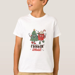 Feelin' Jolly Christmas Hot Cacoa Groovy Christmas T-Shirt