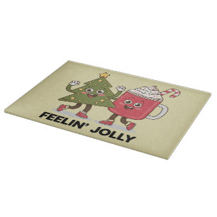 Feelin Jolly Christmas Tree Coffee Lover Winter Cutting Board