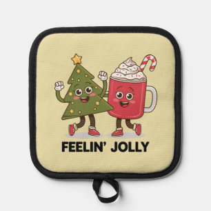 Feelin Jolly Christmas Tree Coffee Lover Winter Pot Holder