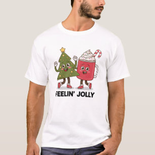 Feelin Jolly Christmas Tree Coffee Lover Winter T-Shirt