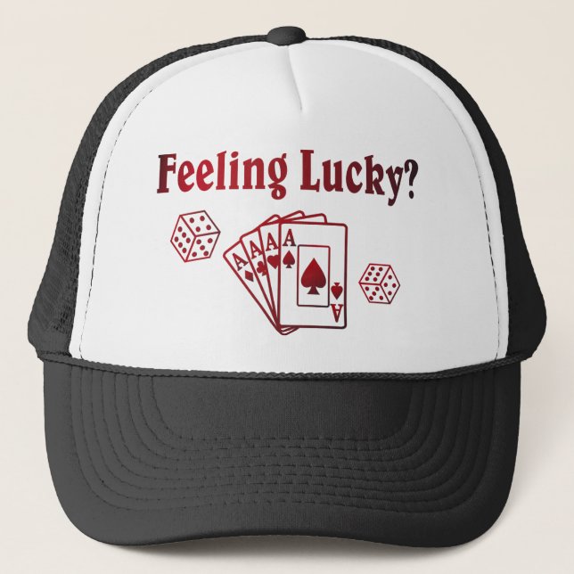 Feelin Lucky Dice Cards U.S. Custom Ink Trucker Hat (Front)