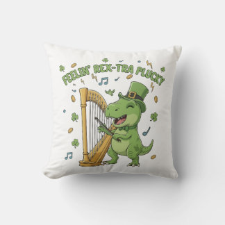 Feelin' Rex-tra Plucky Funny St. Patrick's Day Cushion