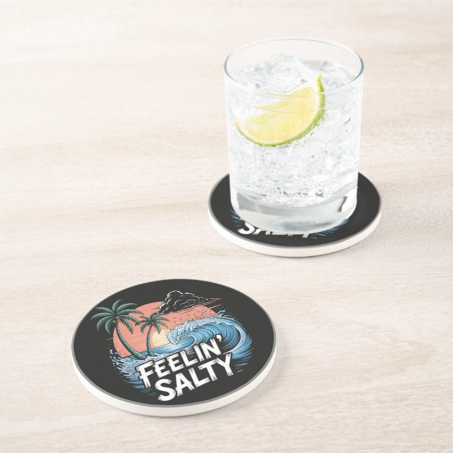 Feelin Salty Beach Summer Vacation 70S Coaster (Side)