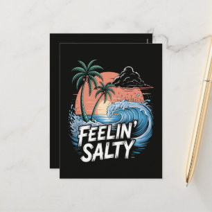 Feelin Salty Beach Summer Vacation 70S Holiday Postcard