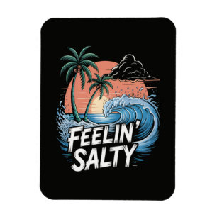 Feelin Salty Beach Summer Vacation 70S Magnet
