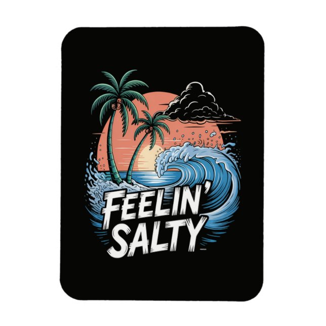 Feelin Salty Beach Summer Vacation 70S Magnet (Vertical)