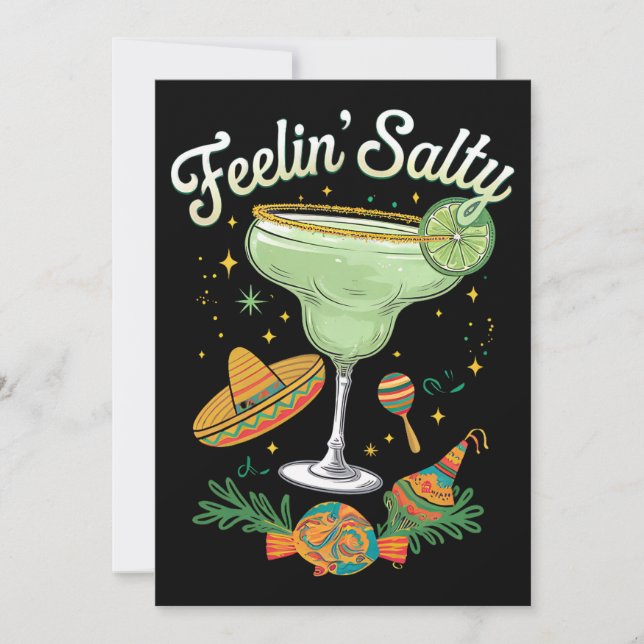 Feelin' Salty Margarita Funny Cinco De Mayo Invitation (Front)