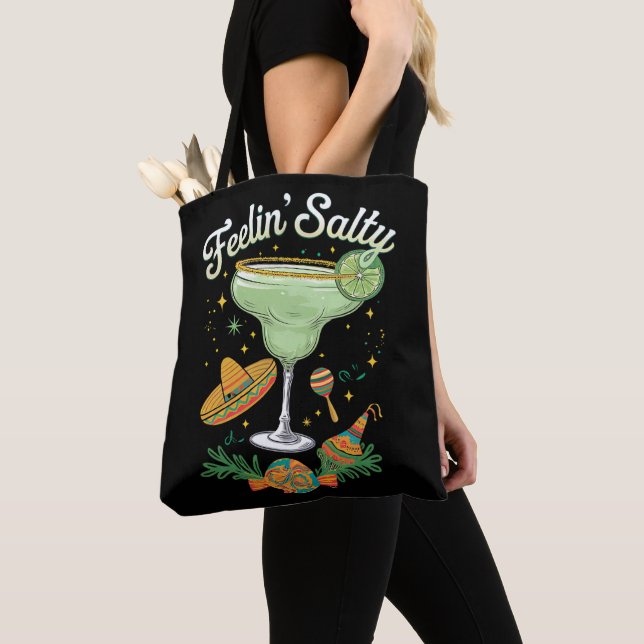Feelin' Salty Margarita Funny Cinco De Mayo Tote Bag (Close Up)