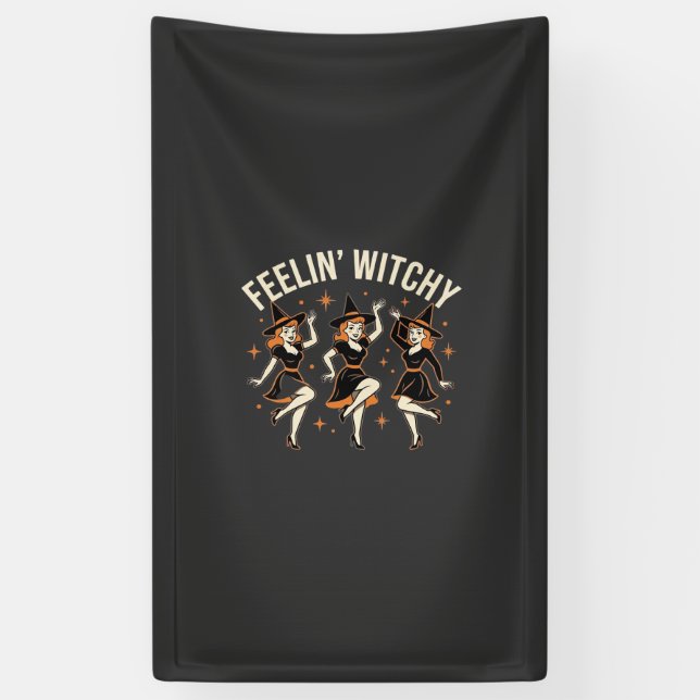 Feelin’ Witchy Halloween Witch Dance Banner (Vertical)