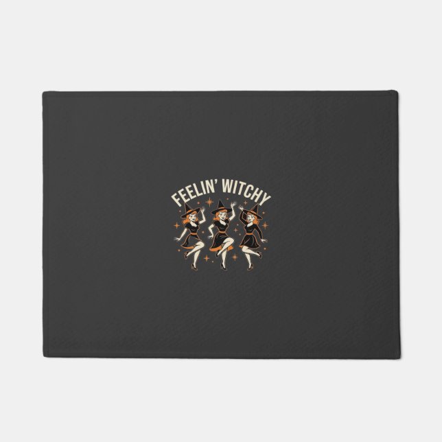 Feelin’ Witchy Halloween Witch Dance Doormat (Front)