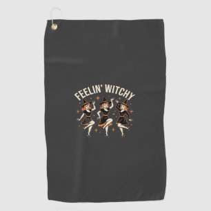 Feelin’ Witchy Halloween Witch Dance Golf Towel