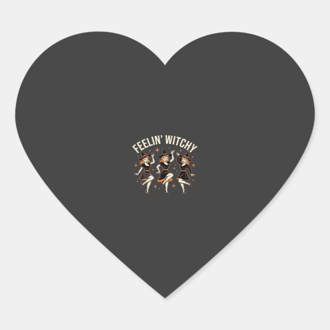 Feelin’ Witchy Halloween Witch Dance Heart Sticker (Front)