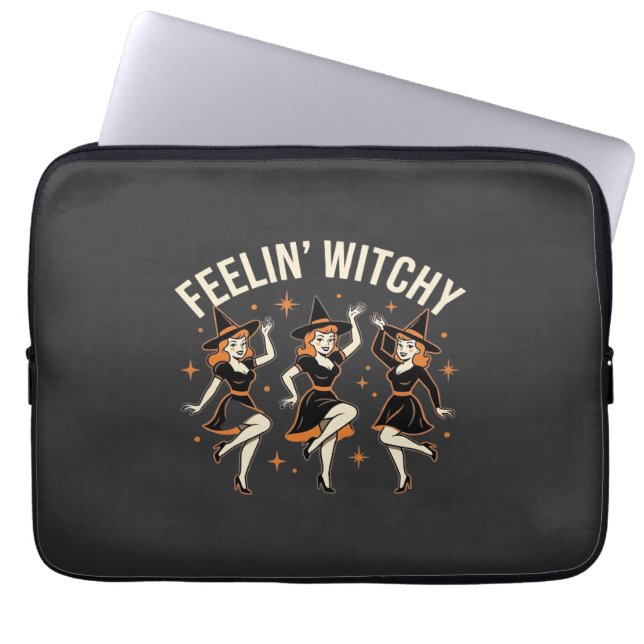 Feelin’ Witchy Halloween Witch Dance Laptop Sleeve (Front)