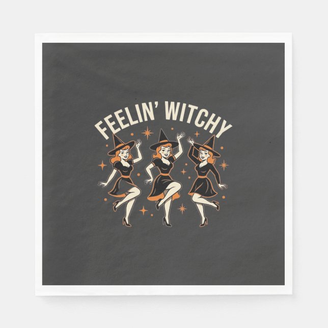 Feelin’ Witchy Halloween Witch Dance Napkin (Front)
