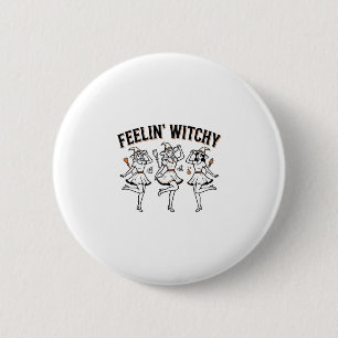 Feelin Witchy Retro Halloween Witches 6 Cm Round Badge