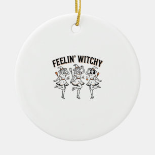 Feelin Witchy Retro Halloween Witches Ceramic Tree Decoration