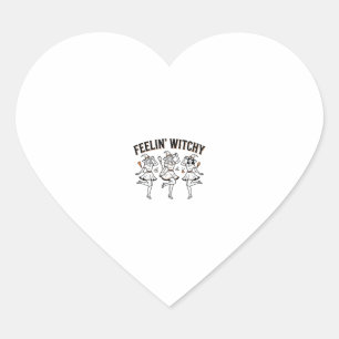 Feelin Witchy Retro Halloween Witches Heart Sticker