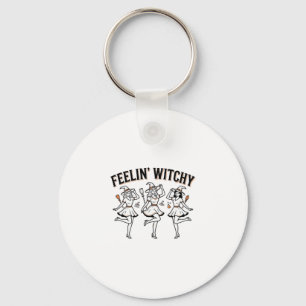 Feelin Witchy Retro Halloween Witches Key Ring