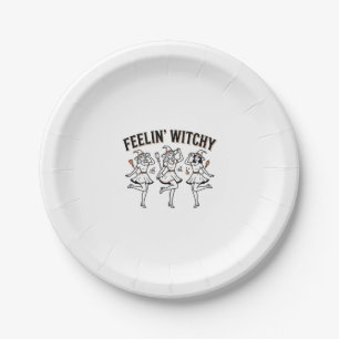Feelin Witchy Retro Halloween Witches Paper Plate