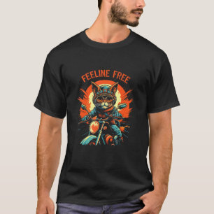 Feeline Free  Cat riding a motorbike T-Shirt