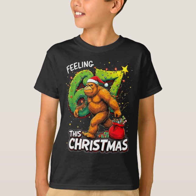 Feeling 67 Funny Christmas Bigfoot Holiday  T-Shirt (Front)
