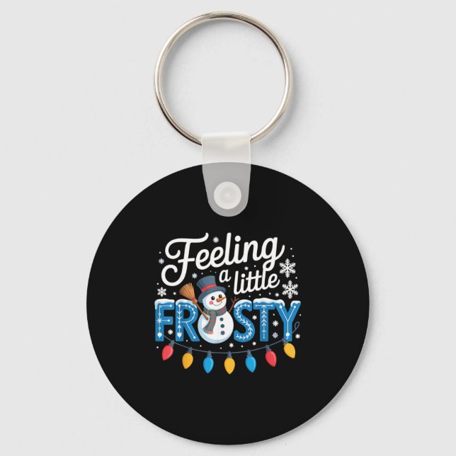 Feeling A Little Frosty Cute Retro Snowman  Key Ring (Front)