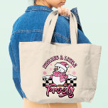 Feeling A Little Frosty Cute Snowman Christmas<br><div class="desc">Feeling A Little Frosty Cute Snowman Christmas Holidays Tote Bag features a cute retro snowman with pink beanie and scarf accented with snowflakes with the text "Feeling a little Frosty" in modern pink typography script. Perfect as a gift for Christmas and the holidays . Created by Evco Holidays www.zazzle.com/store/evcoholidays</div>