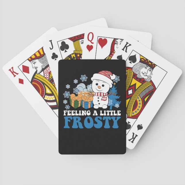 Feeling a Little Frosty Snowman Snow Christmas Playing Cards (Back)