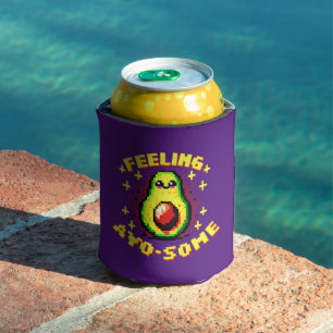 Feeling Avo-Some - Funny Pixel Art Avocado Design Can Cooler