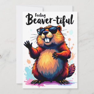 Feeling Beaver-tiful – Funny Beaver Graphic Save The Date