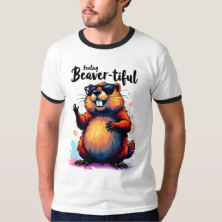 Feeling Beaver-tiful – Funny Beaver Graphic  T-Shirt