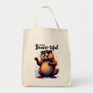 Feeling Beaver-tiful – Funny Beaver Graphic  Tote Bag