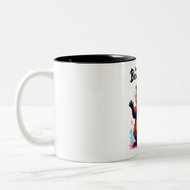 Feeling Beaver-tiful – Funny Beaver Graphic  Two-Tone Coffee Mug (Left)
