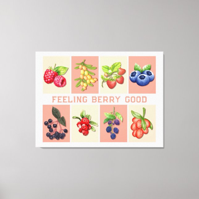 FEELING BERRY GOOD Customisable Strawberry Berries Canvas Print (Front)