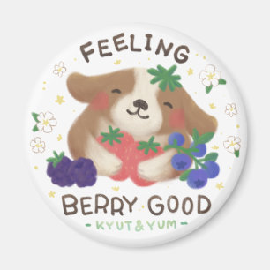 Feeling Berry Good: Cute Dog with Berries Magnet