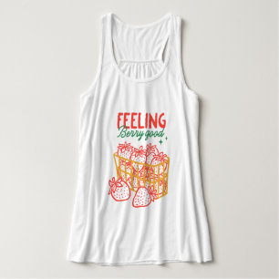 Feeling Berry Good Strawberries Hand Drawn Singlet