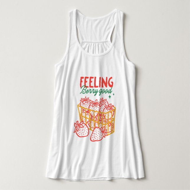 Feeling Berry Good Strawberries Hand Drawn  Singlet (Design Front)