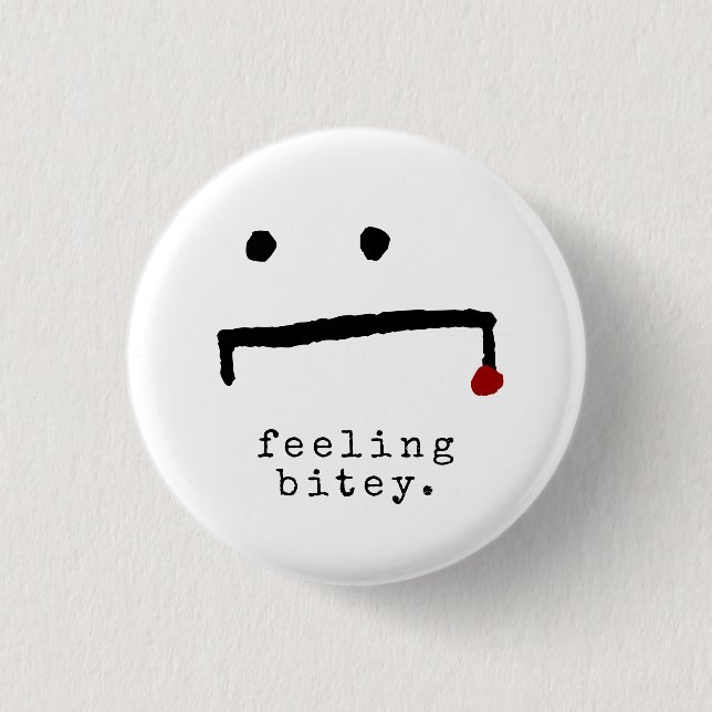 FEELING BITEY Cute Funny Vampire 3 Cm Round Badge (Front)