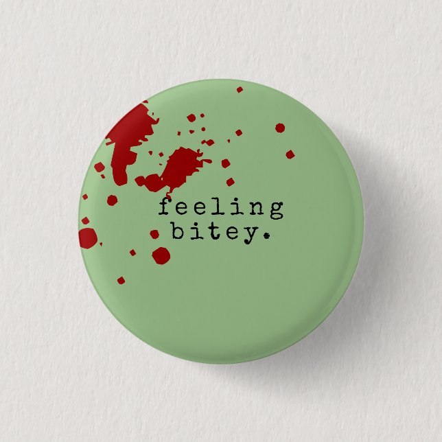 FEELING BITEY Funny Zombie Green 3 Cm Round Badge (Front)